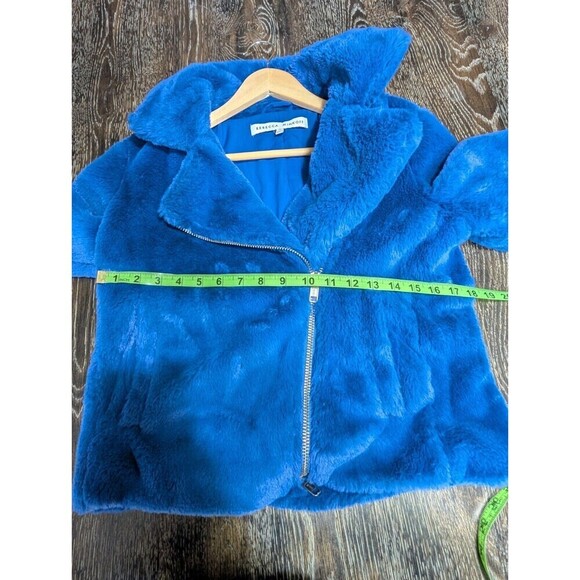 Rebecca Minkoff Henderson Faux Fur Zip Front Jacket Royal Blue Small - Picture 5 of 8